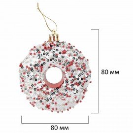 Украшение ёлочное 6шт, 8см "Пончики", красный/белый, пластик, ЗОЛОТАЯ СКАЗКА, 592171