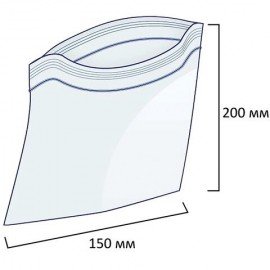 Пакеты с замком "зиплок" (гриппер), комплект 100 шт., 150х200 мм, ПВД, 35 мкм, PEZ011P