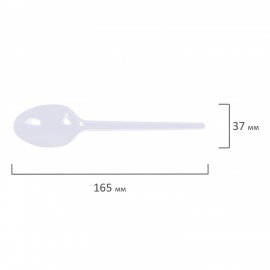 Ложка столовая одноразовая пластиковая 165 мм, белая, КОМПЛЕКТ 100 шт., БЮДЖЕТ, LAIMA, 600947