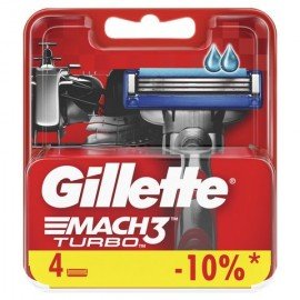 Сменные кассеты для бритья 4 шт., GILLETTE (Жиллет) "Mach3 Turbo", для мужчин