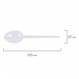 Ложка чайная одноразовая пластиковая 125 мм, белая, КОМПЛЕКТ 100 шт., СТАНДАРТ, LAIMA, 603081