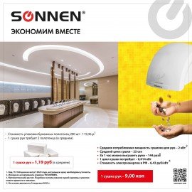 Сушилка для рук SONNEN HD-688, 2000 Вт, пластиковый корпус, белая, 604192