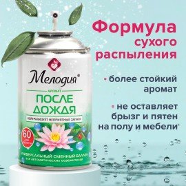 Сменный баллон 250 мл МЕЛОДИЯ "После дождя", для автоматических освежителей, универсальный, 605227