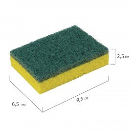 Губки бытовые, 20х95х65 мм, КОМПЛЕКТ 2 шт., ЦЕЛЛЮЛОЗНЫЕ (губчатые) с АБРАЗИВОМ, LAIMA, К1106, 605487