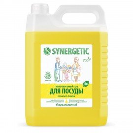 Гель для мытья посуды антибактериальный 5 л, SYNERGETIC "Лимон", 103500