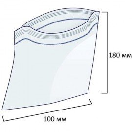 Пакеты с замком "зиплок" (гриппер), КОМПЛЕКТ 100 шт., 100х180 мм, ПВД, 32 мкм, PEZ008P