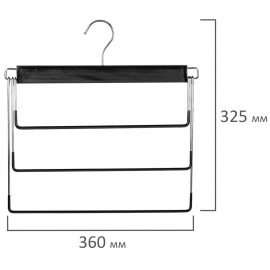 Вешалка-плечики качели 3 секции, металлическая, для юбок и брюк, ПВХ-покрытие, BRABIX, 607473
