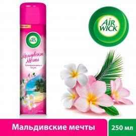 Освежитель воздуха аэрозольный 290 мл AIRWICK "Мальдивские мечты" - "Тропические цветы и Пачули", 3094491