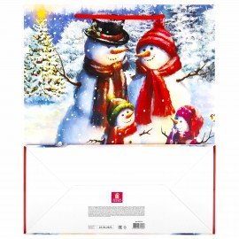 Пакет подарочный (1 штука) новогодний 26x13x32 см, ЗОЛОТАЯ СКАЗКА "Snowman", глиттер, 608232