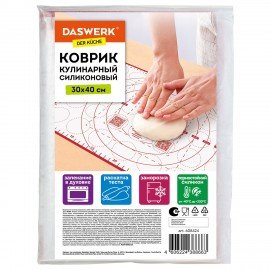 Коврик силиконовый для раскатки/запекания 30х40 см, красный, DASWERK, 608424