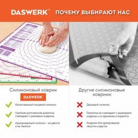 Коврик силиконовый для раскатки/запекания 30х40 см, красный, DASWERK, 608424