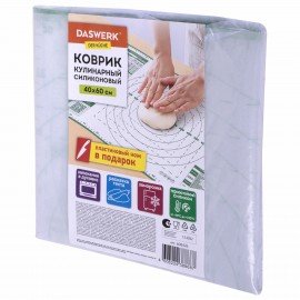 Коврик силиконовый для раскатки/запекания 40х60 см, зеленый, ПОДАРОК пластиковый нож, DASWERK, 608426