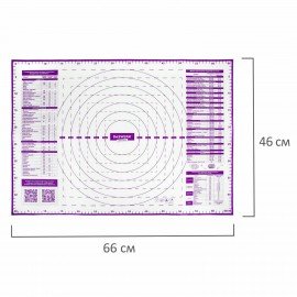 Коврик силиконовый для раскатки/запекания 46х66 см, фиолетовый, ПОДАРОК пластиковый нож, DASWERK, 608427
