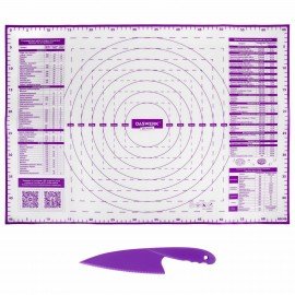 Коврик силиконовый для раскатки/запекания 46х66 см, фиолетовый, ПОДАРОК пластиковый нож, DASWERK, 608427