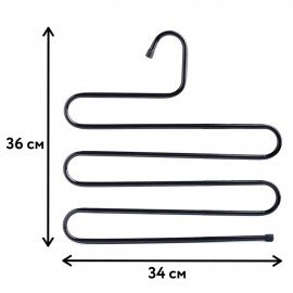 Вешалка для брюк и одежды "ЗМЕЙКА", 5 секций, размер 34х36 см, черная, BRABIX, 608463