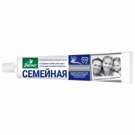 Зубная паста 90 г СЕМЕЙНАЯ (Весна) "Класическая", отбеливающая, защита от кариеса, 8096