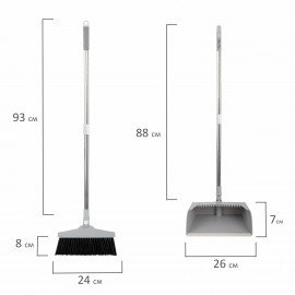 Совок для мусора + щётка на телескопических рукоятках 59-93см, бело-серый, LAIMA, 608952