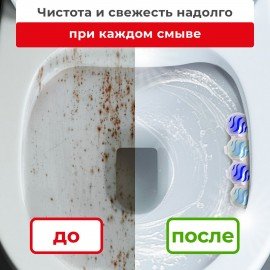 Туалетный блок освежитель унитаза подвесной 4шт*50г LAIMA, "Сила океана 3 в 1", 608996