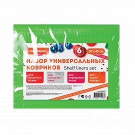 Коврики универсальные 6шт 30х45см для холодильника, полок, сервировки, салатовый, DASWERK, 609605