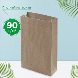 Крафт-пакет бумажный 18х12х29см КОМПЛЕКТ 100 шт. плотность 90г/м2, LAIMA ECO CRAFT, 609683