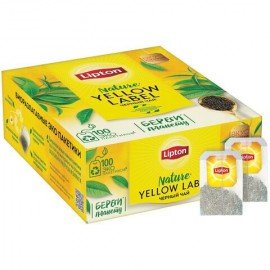 Чай LIPTON (Липтон) "Yellow Label", черный, 100 пакетиков с ярлычками по 2 г, 20248358