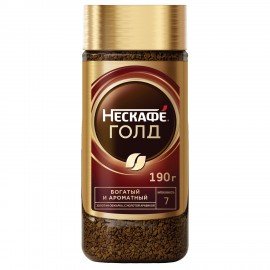 Кофе молотый в растворимом NESCAFE "Gold" 190 г, стеклянная банка, сублимированный, 12135508