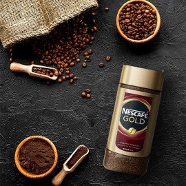 Кофе молотый в растворимом NESCAFE "Gold" 95 г, стеклянная банка, сублимированный, 12326188