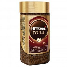 Кофе молотый в растворимом NESCAFE "Gold" 95 г, стеклянная банка, сублимированный, 12326188