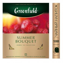 Чай GREENFIELD "Summer Bouquet" фруктовый, 100 пакетиков в конвертах по 2 г, 0878-09