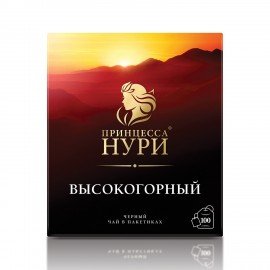 Чай ПРИНЦЕССА НУРИ "Высокогорный" черный, 100 пакетиков по 2 г, 0201-18-А6