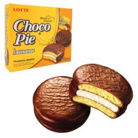 Печенье LOTTE "Choco Pie Banana" (Чоко Пай Банан), глазированное, 336 г, 12 шт. х 28 г, 000000014