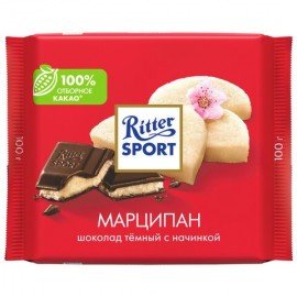 Шоколад RITTER SPORT "Марципан", темный с начинкой, 100 г, Германия, RU256