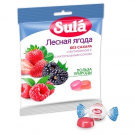 Карамель леденцовая SULA (Зула) "Лесные ягоды", без сахара с витамином С, 60 г, 86639