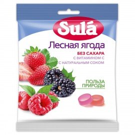 Карамель леденцовая SULA (Зула) "Лесные ягоды", без сахара с витамином С, 60 г, 86639