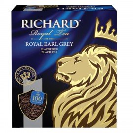 Чай RICHARD "Royal Earl Grey" черный цейлонский с бергамотом, 100 пакетиков по 2 г, 610250