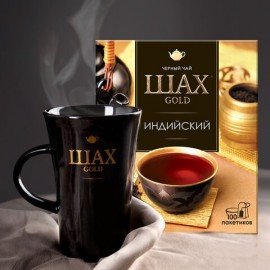 Чай ШАХ Gold "Индийский" черный, 100 пакетиков по 2 г, 0925-18