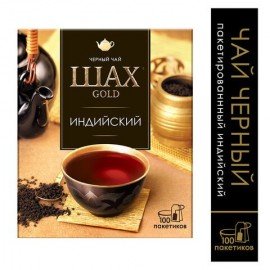 Чай ШАХ Gold "Индийский" черный, 100 пакетиков по 2 г, 0925-18