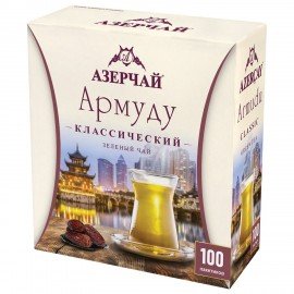 Чай АЗЕРЧАЙ "Армуду" зеленый, 100 пакетиков по 1,6 г, 420537