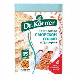 Хлебцы DR.KORNER "Рисовые" с морской солью, хрустящие, 100 г, пакет, 601090058