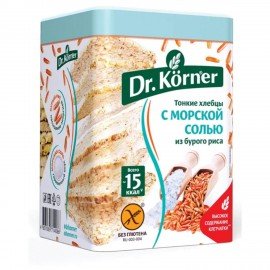 Хлебцы DR.KORNER "Рисовые" с морской солью, хрустящие, 100 г, пакет, 601090058