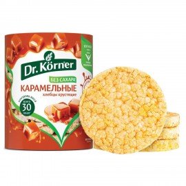 Хлебцы DR.KORNER "Карамельные" кукурузно-рисовые карамельные, хрустящие, 90 г, пакет, 601090082