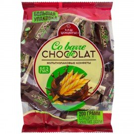 Конфеты мультизлаковые CO BARRE DE CHOKOLAT с темной глазурью, 200 г, пакет, БП-00001134