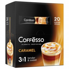 Кофе растворимый порционный COFFESSO "3 в 1 Caramel", пакетик 15 г, 102149