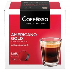 Кофе в капсулах COFFESSO "Americano Gold" для кофемашин Dolce Gusto, 16 порций, 102152