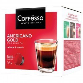 Кофе в капсулах COFFESSO "Americano Gold" для кофемашин Dolce Gusto, 16 порций, 102152