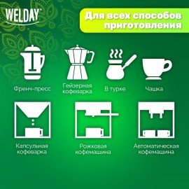 Кофе в зернах WELDAY "ESPRESSO Arabica" 1 кг, арабика 100%, 623437, УТ000015160