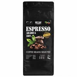 Кофе в зернах WELDAY "ESPRESSO Arabica" 1 кг, арабика 100%, 623437, УТ000015160