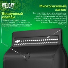 Кофе в зернах WELDAY (ВЭЛДЭЙ) "ESPRESSO Arabica" 1 кг, арабика 100%, 623437, УТ000015160