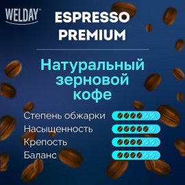 Кофе в зернах WELDAY "ESPRESSO Premium" 1 кг, 623438, УТ000015165