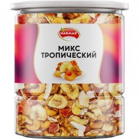 Орехи и сухофрукты NARMAK "Микс Тропический", грецкий орех, кешью, кокос, банан, цукаты, 400 г